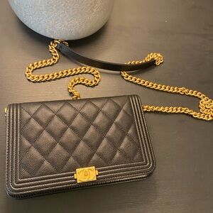 Chanel Boy Wallet on chain in Black